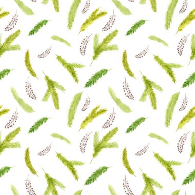 Noel ağacı beyaz zemin üzerinde pürüzsüz desen oluşturur Suluboya resimleme kış duvar kağıdı dijital kağıt paketi