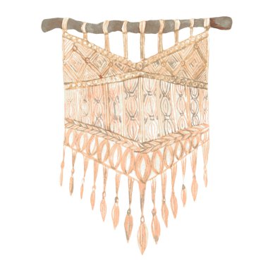 Makrame duvar sanat dekoru. Ev dekorasyon elemanı Vektörü