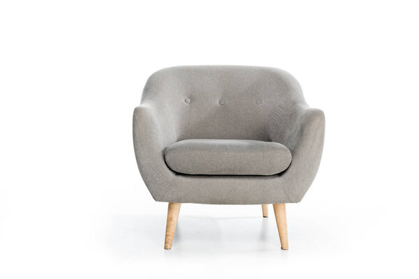 cozy empty modern grey armchair on white