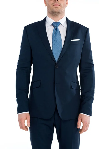Cropped Shot Handsome Businessman Suit Standing Isolated White — Stock Photo, Image