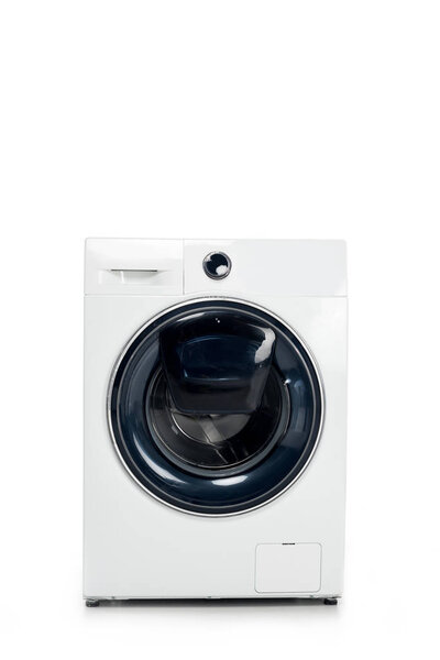 closed automatic washing machine isolated on white