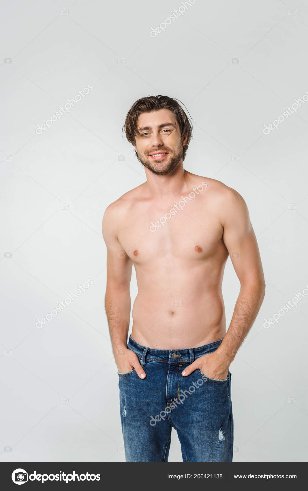 shirtless guys wearing jeans