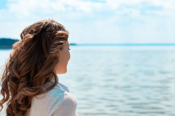 Partial View Woman Sea Background — Stock Photo, Image