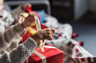 iki kış kazak Noel açma sonra kısmi görünümünü sunar  