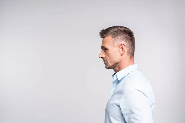 Side View Handsome Adult Man Shirt Isolated White — Stock Photo, Image