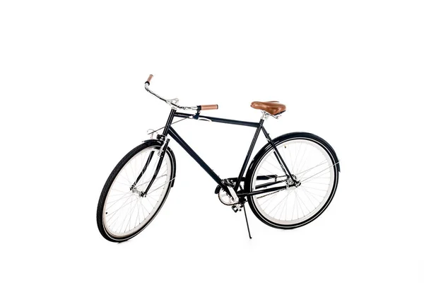 Черный Велосипед Деревянным Сиденьем Изолирован Белом — Бесплатное стоковое фото