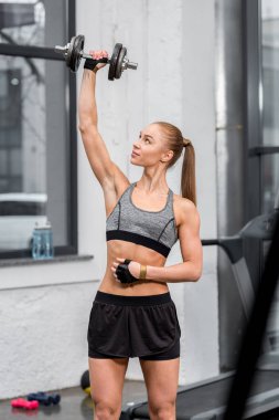 çekici kaslı vücut geliştirmeci halter salonunda ile eğitim