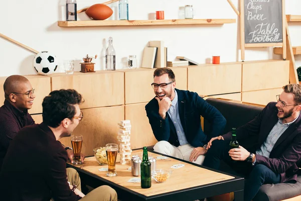 Smiling Multicultural Business Colleagues Spending Time Together Cafe — Stock Photo, Image