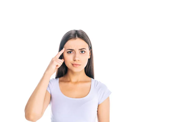 Portrait Young Emotional Woman Gesturing Isolated White — Free Stock Photo