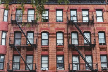 full frame of building with staircases in new york city, usa clipart