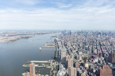 aerial view of new york buildings and atlantic ocean, usa clipart