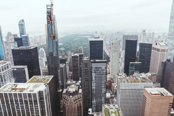 aerial view of architecture on new york city, usa