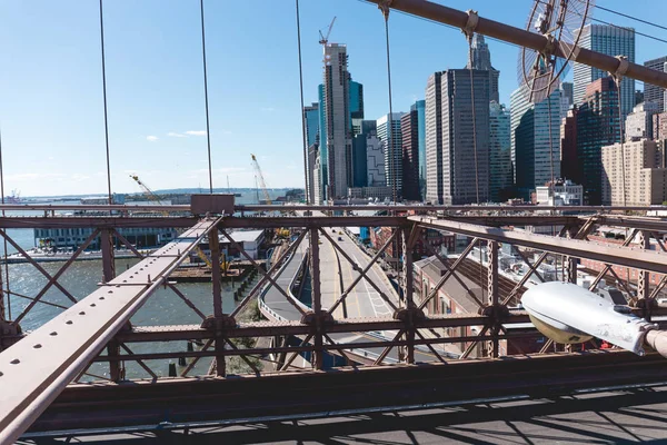 Escena Urbana Manhattan Desde Puente Brooklyn Nueva York — Foto de stock gratis