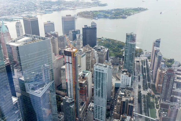 aerial view of new york city skyscrapers, usa