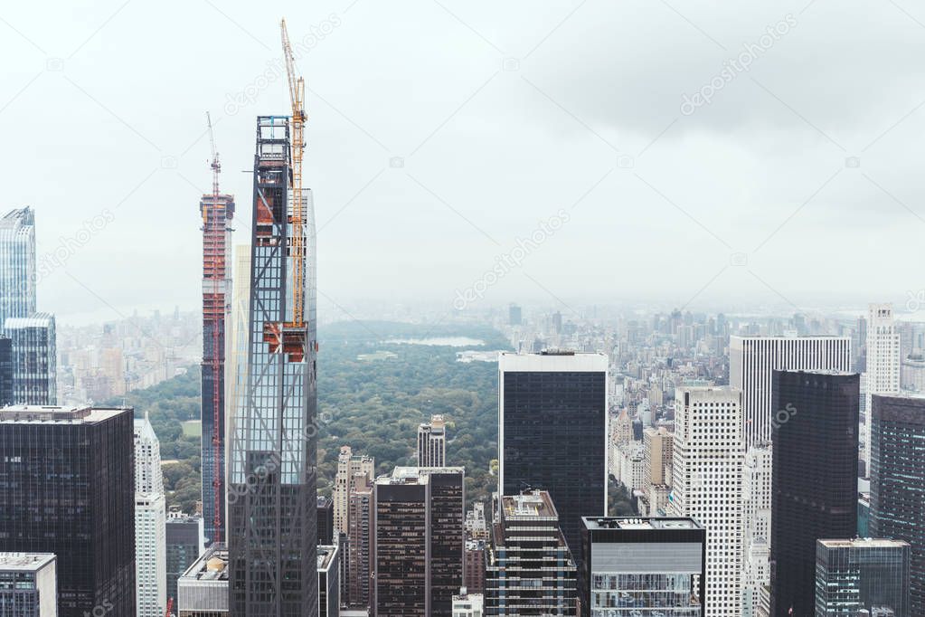 aerial view of architecture on new york city, usa