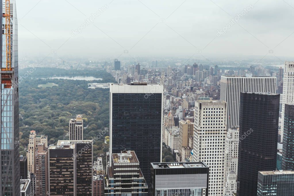 aerial view of architecture on new york city, usa