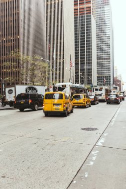 NEW YORK, USA - OCTOBER 8, 2018: urban scene with new york city street, cars and skyscrapers, usa clipart