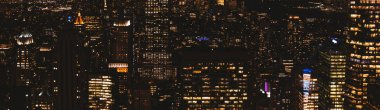 New York, ABD - 8 Ekim 2018: gece, ABD new york şehrinin panoramik görünüm