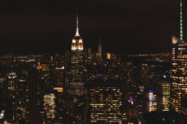 New York, ABD - 8 Ekim 2018: gece, ABD new york şehrinin havadan görünümü