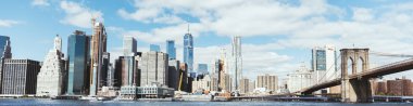 Manhattan, New York, ABD - 8 Ekim 2018: panoramik ABD new York'ta manhattan ve brooklyn Köprüsü'nün