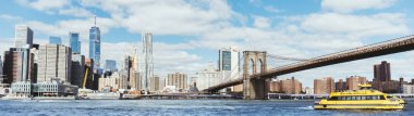 Manhattan, New York, ABD - 8 Ekim 2018: panoramik ABD new York'ta manhattan ve brooklyn Köprüsü'nün