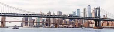 New York, ABD - 8 Ekim 2018: panoramik ABD new York'ta manhattan ve brooklyn Köprüsü'nün