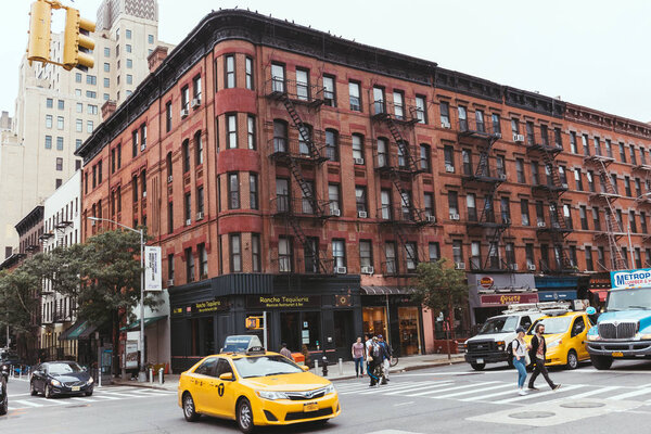 NEW YORK, USA - OCTOBER 8, 2018: urban scene with new york city street, usa