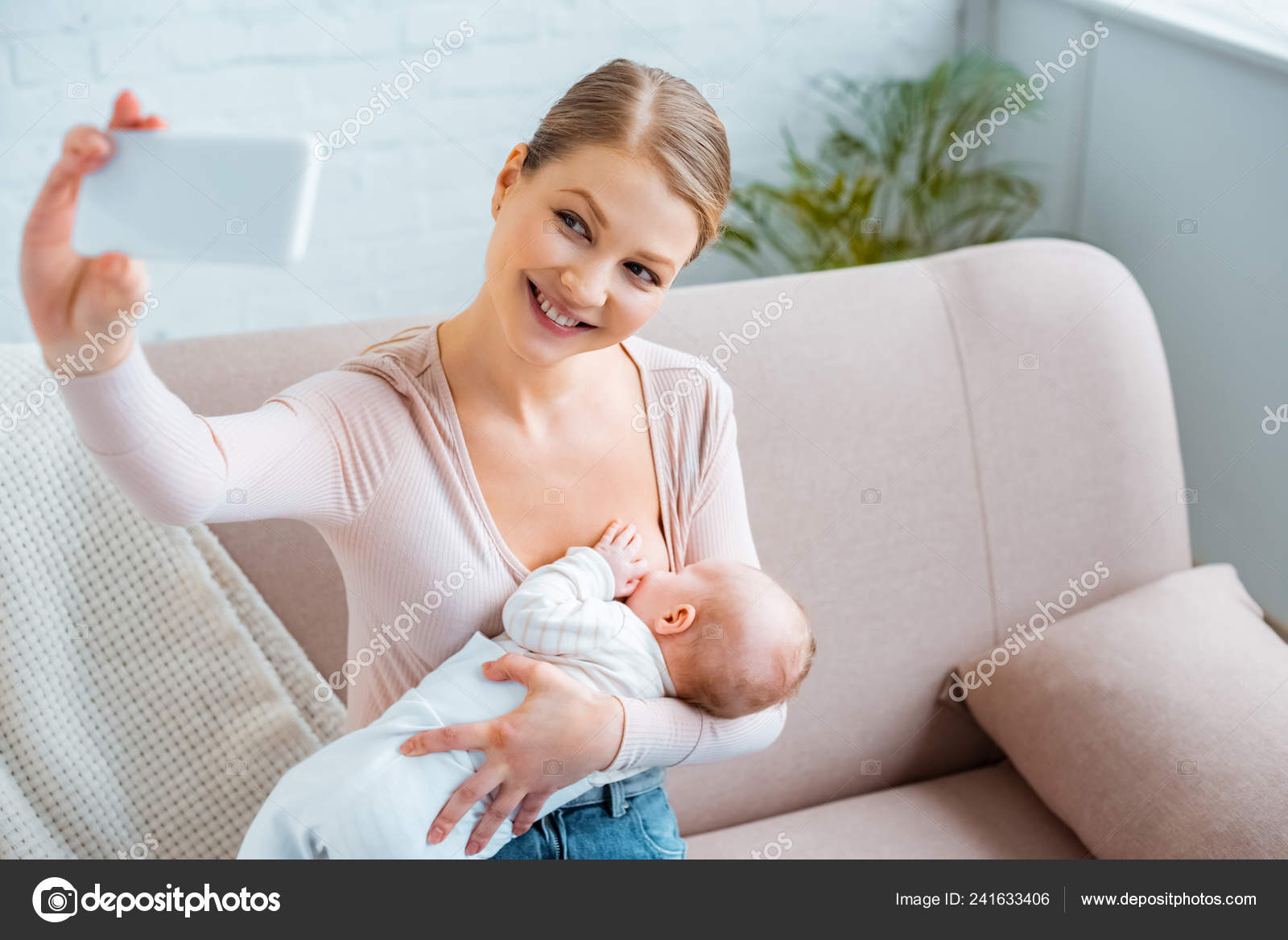 Baby Eating Mothers Milk Mother Breastfeeding Stock Photo 1239630469