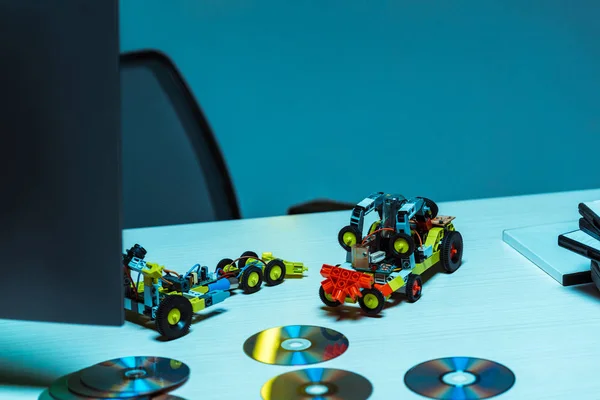 Selective Focus Toy Cars White Table Apartment — Stock Photo, Image