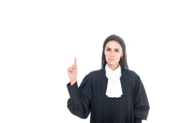 Yargı elbise beyaz izole fikir jest gösterilen içinde hakim