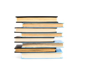 Stack of black and blue books isolated on white clipart