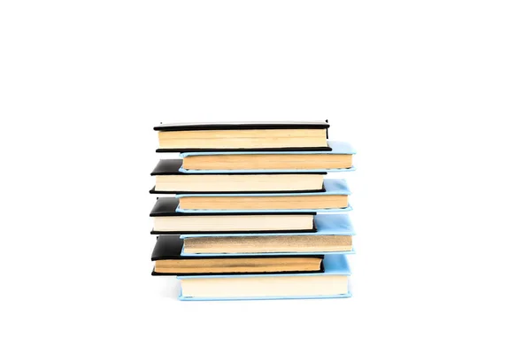 Montón Libros Negros Azules Aislados Blanco — Foto de Stock