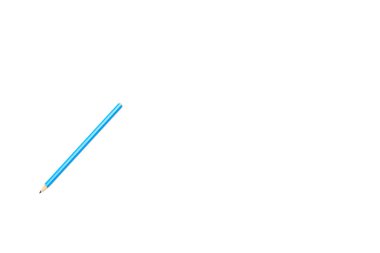 Beyaz üzerinde izole mavi kalem üst görünümü