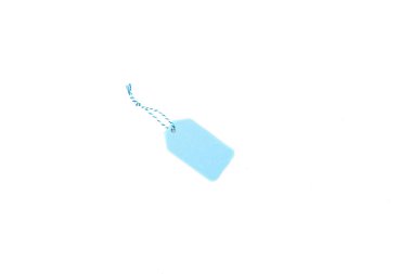 Top view of empty blue label isolated on white clipart