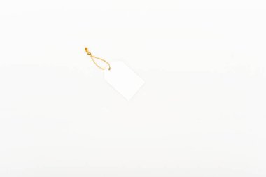 Top view of empty white label isolated on white clipart