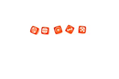 Top view of red dice isolated on white clipart