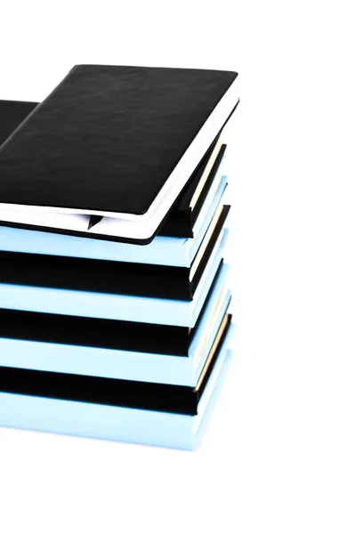 Stack Black Blue Books Isolated White — Stock Photo, Image