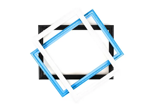 Bovenaanzicht Van Drie Frames Wit Oppervlak — Stockfoto