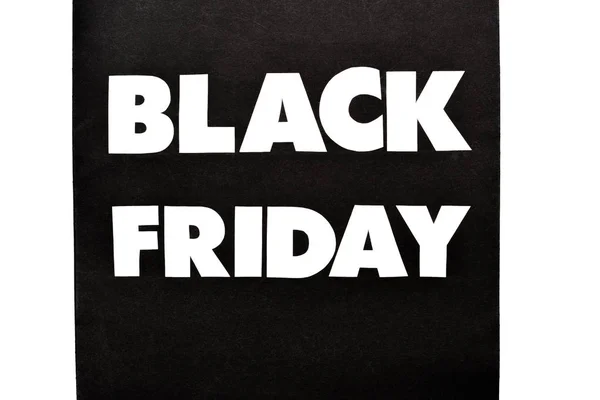 Bovenaanzicht Van Black Friday Shopping Bag Geïsoleerd Wit — Stockfoto