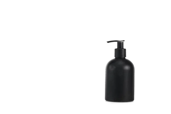 Botella Cosmética Negra Con Spray Aislado Blanco — Foto de Stock