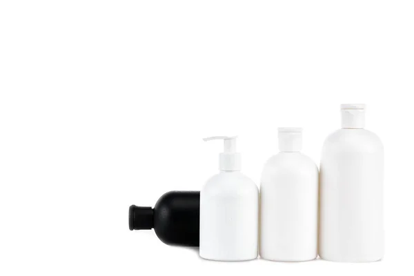 Black White Cosmetic Bottles Isolated White — Stock Photo, Image