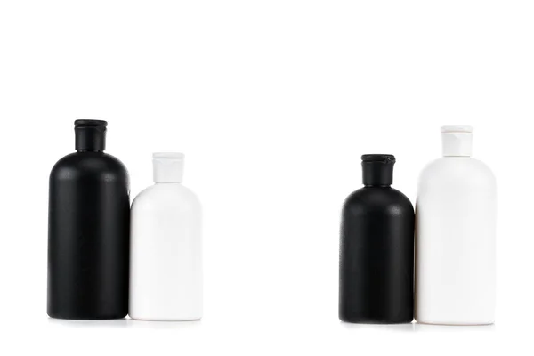 Чорно Білі Косметичні Пляшки Ізольовані Білому — стокове фото