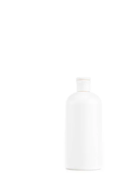 Bottiglia Cosmetica Bianca Con Tappo Isolato Bianco — Foto Stock