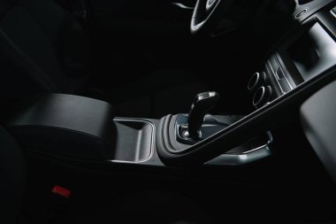 modern black manual transmission in luxury car  clipart
