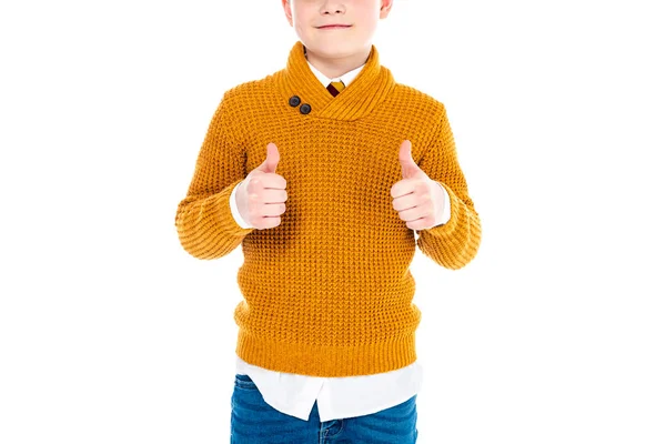 Abgeschnittene Ansicht Eines Jungen Lässiger Kleidung Der Vereinzelt Daumen Nach — Stockfoto