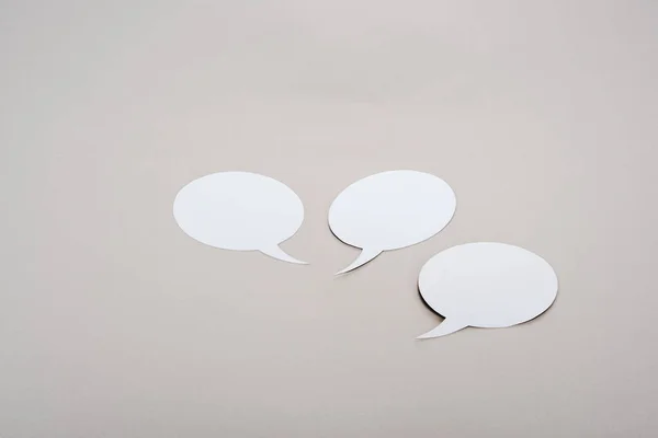 White Three Blank Speech Bubbles Copy Space Grey Background — Stock Photo, Image