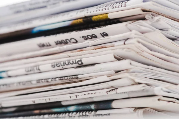 Close Different Print Daily Newspapers Stack — Stock Photo, Image