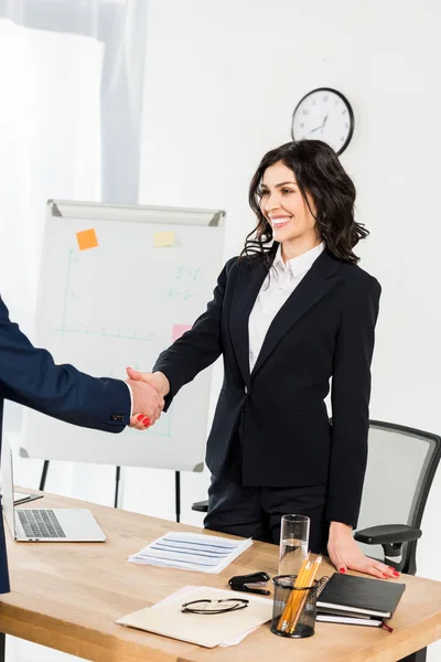 Cropped View Man Shaking Hands Happy Recruiter Office — Stock Photo, Image