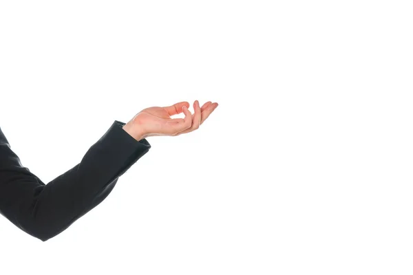 Bijgesneden Aanzicht Van Vrouwelijke Hand Geïsoleerd Wit Met Kopieer Ruimte — Stockfoto