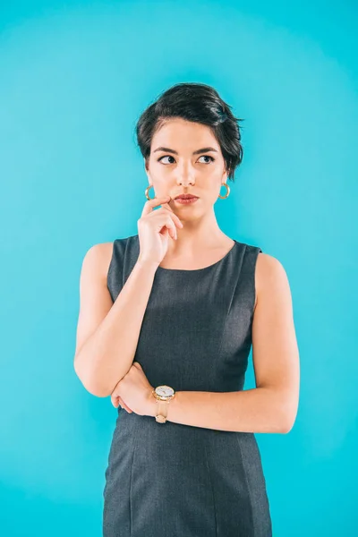 Beautiful Mixed Race Woman Holding Hand Face Looking Away Isolated — Stock Photo, Image